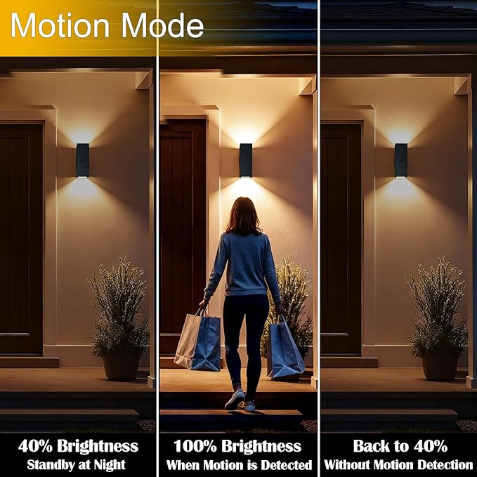 WISELUME 2 Pack Motion Sensor Outdoor Wall Lights, Dusk to Dawn Up & Down - Image 2