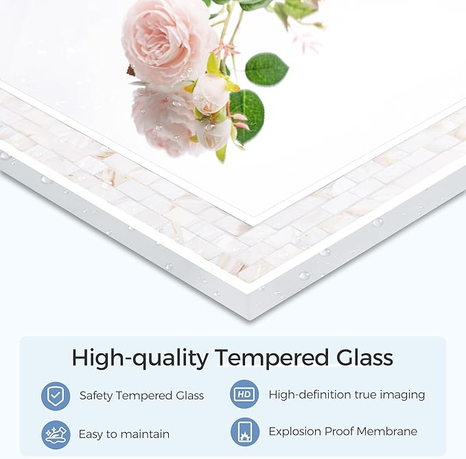 Tanmicoshomy 30 x 40 Inch White Bathroom Mirror, Coastal Natural Shell Framed - Image 2