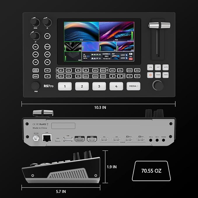 SPROLINK Neolive R5S PRO Professional Live Streaming Switcher, 5.5-inch Screen - Image 8