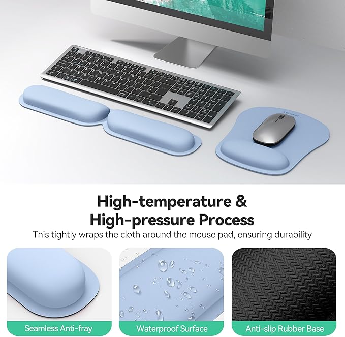 TECKNET Ergonomic Keyboard Wrist Rest and Mouse Pad, Foldable Memory Foam Wrist - Image 5