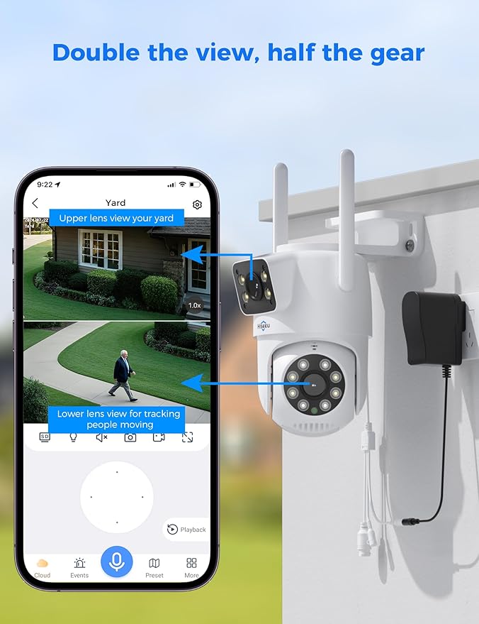 Hiseeu WiFi Security Camera Dual Lens 5G/2.4G WiFi PTZ Camera Outdoor, Power - Image 2