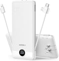 VEGER Portable Charger for iPhone Built in Cables and Wall Plug, 10000mah Slim by VEGER