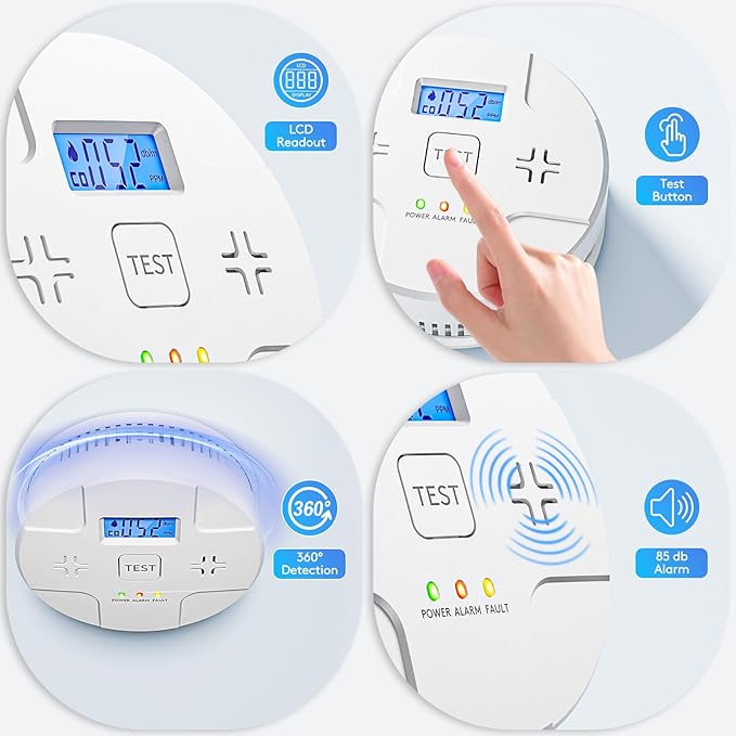 6 Packs, 2 in 1 Technology, Carbon Monoxide Detector, Co Alarm, 85db Alert - Image 3