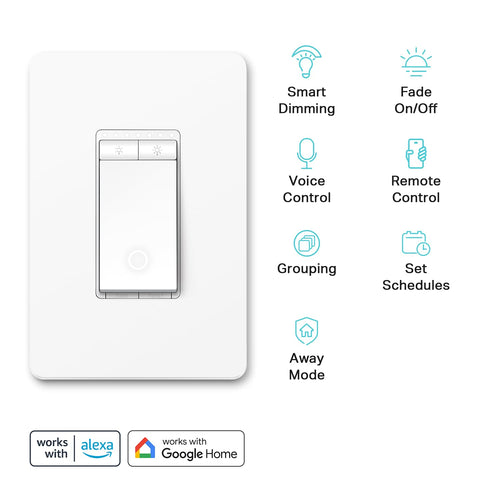 Kasa Smart Dimmer Switch HS220, Single Pole, Needs Neutral Wire | 2.4Ghz Wi-Fi Light Switch, Works with Alexa & Google Home, UL Certified, No Hub Required, White