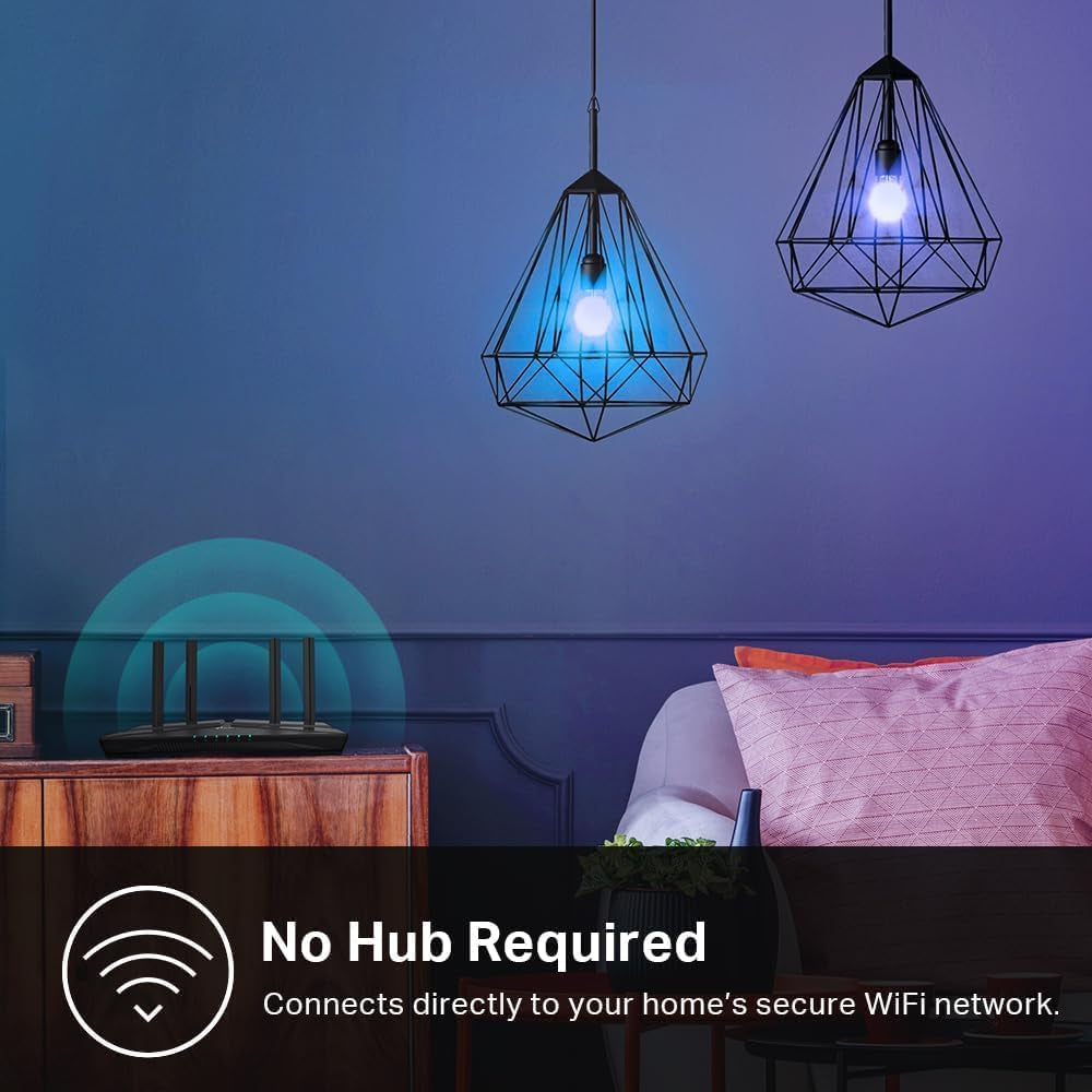 Light Bulbs, Full Color Changing Dimmable Smart Wifi Bulbs Compatible with Alexa and Google Home, A19, 60 W 800 Lumens,2.4Ghz Only, No Hub Required, 2-Pack (KL125P2), Multicolor