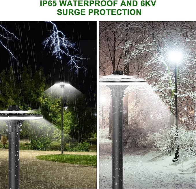 120W LED Post Top Light with Photocell, 16800 lumens 5000K Circular Area Pole - Image 3