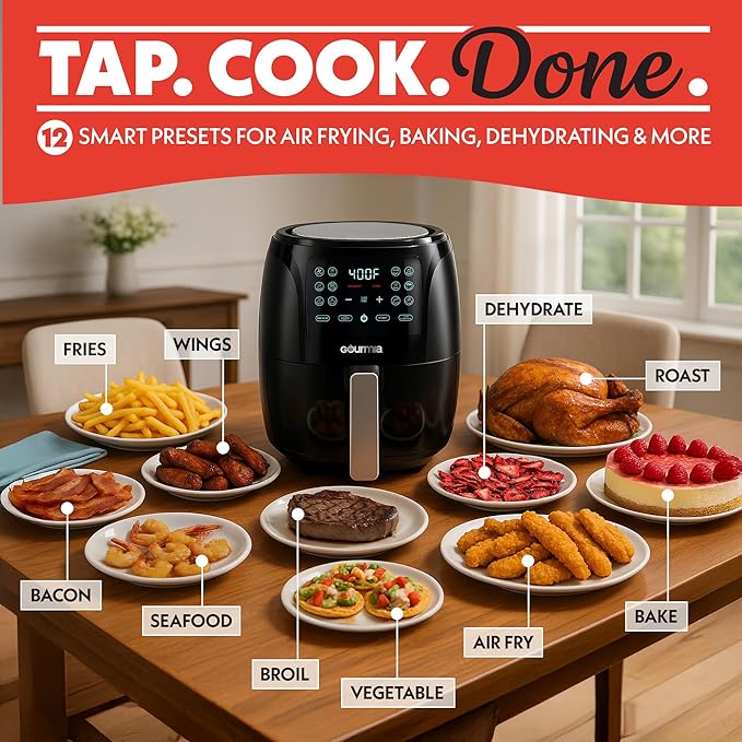 Gourmia Air Fryer Oven Digital Display 4 Quart Large AirFryer Cooker 12 1-Touch - Image 2