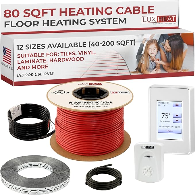 LuxHeat 80sqft Floor Heating Cable Kit - 240v Radiant Floor Heat System - by LuxHeat