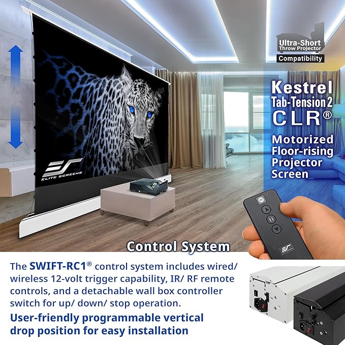 Elite Screens Kestrel Tab-Tension CLR, 121 inch 16:9, Ultra-Short Throw Ceiling - Image 2
