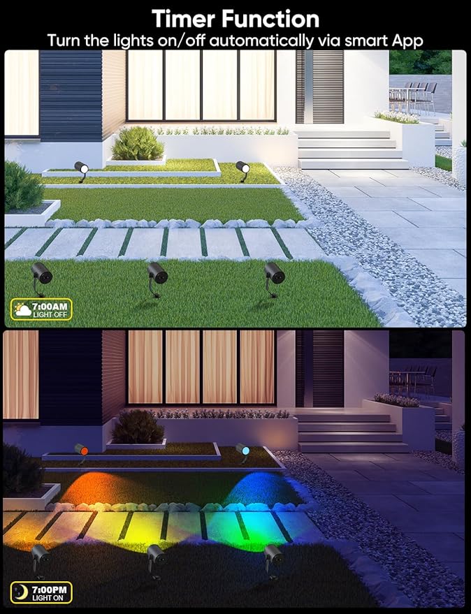 APPECK Smart Outdoor Spot Light 600lm, RGBCW+IC Color Changing Landscape Lights - Image 7