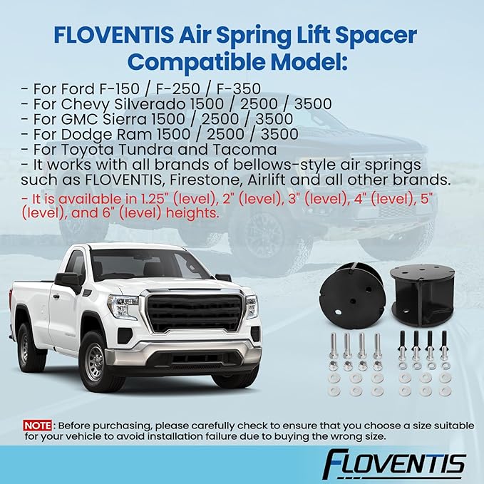 FLOVENTIS 3" Straight Air Helper Spring Spacer, Heavy-Duty Steel Compatible - Image 6