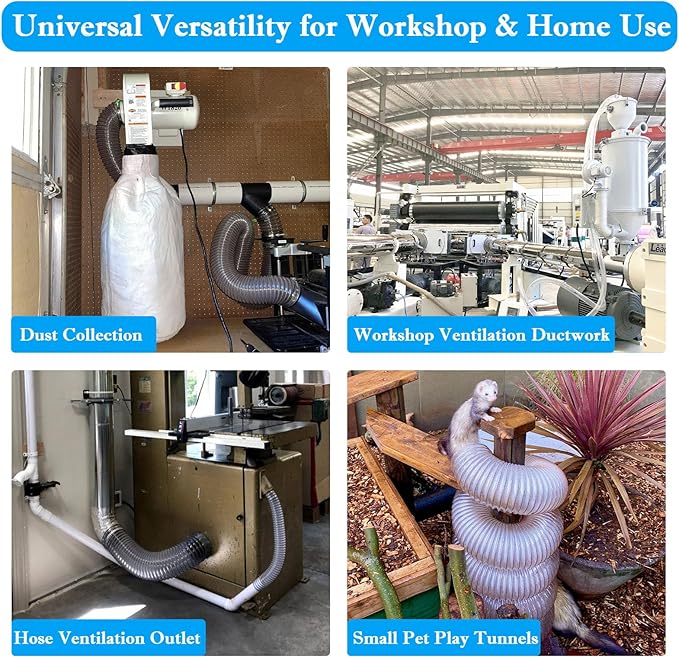 PVC Dust Collection Hose 6" x 10', Puncture Resistant 6 Inch Dust Collector Hose - Image 7