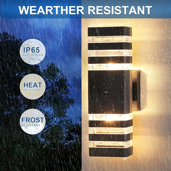 Delicavy 2PK Dusk to Dawn Sensor Outdoor Wall Lights Up Down Porch Lights - Image 6