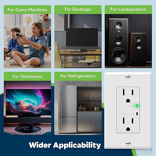 TOPGREENER Decorator Receptacle Outlet w/Surge Protector and Grounding Indicator - Image 7