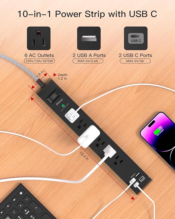 2 Pack Surge Protector Power Strip - Image 2