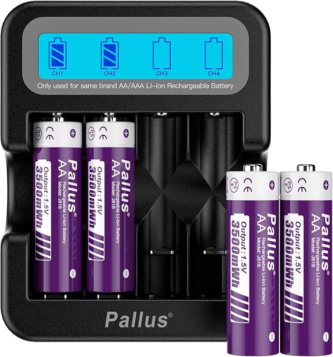 Pallus Lithium AA Rechargeable Batteries by Pallus