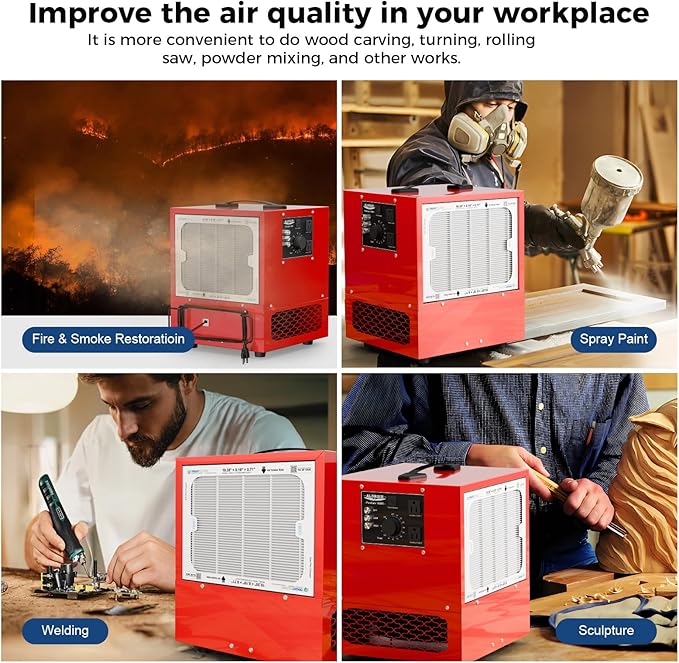 ALORAIR Portable Air Filtration System, 180° Air Intake Tabletop Dust Collector - Image 8