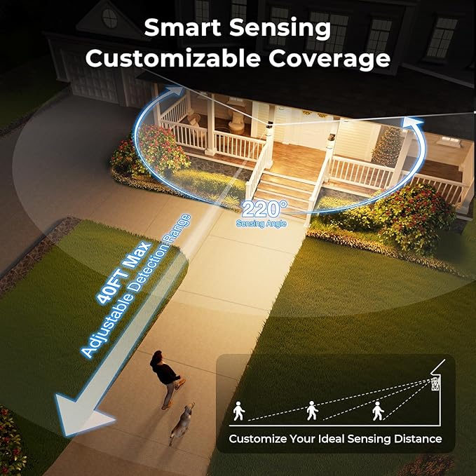 VIANIS Advanced Motion Sensor Light Outdoor, 2 Pack Large Bronze Exterior - Image 3