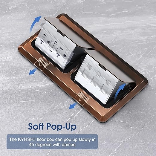 KYHSHJ Dual Pop-Up Floor Electrical Outlet Box Kit，20 Amp Stainless Steel GFCI - Image 3