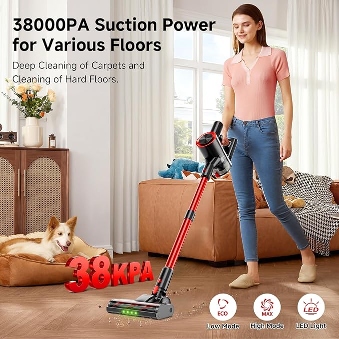 Clinkal Cordless Stick Vacuum Cleaner, 38Kpa Powerful Suction Vacuum Cleaner - Image 2