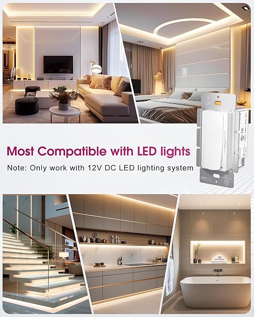 Dimmer Light Switch & 12V 120W Dimmable LED Driver 2 in 1, UL Listed Class 2 - Image 7