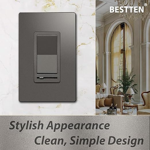 BESTTEN 5 Pack Matte Brown Dimmer Light Switch, Single Pole or 3-Way, Compatible - Image 2