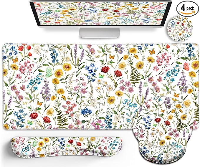 LIMKRIAN Floral Mouse Pad Set Large Desk Mat by LIMKRIAN
