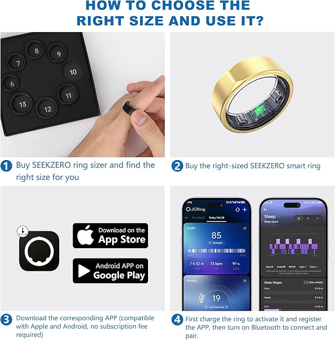 SEEKZERO Smart Ring for Women Men, Titanium Fitness Ring - Image 2