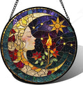 DASTOLL Stained Glass Window Hanging, Moon Goddess Torch Suncatcher Diamond by DASTOLL