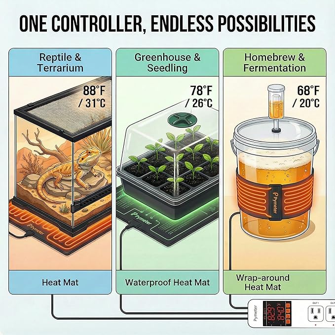Pymeter Digital Temperature Controller Dual Probe Reptile Thermostat Controlled - Image 5