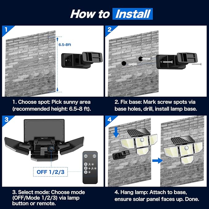 Adewalk 3000LM Solar Outdoor Lights - Image 5