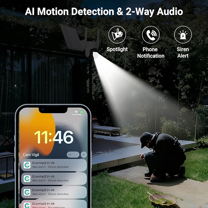 HUEVUE 4G LTE Cellular Security Camera Outdoor, 2K No WiFi Solar Camera Outdoor - Image 7