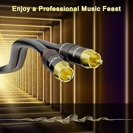 RCA Cable 10 FT, 90 Degree Right Angle 2RCA to 2RCA Stereo Audio Cable - Image 4