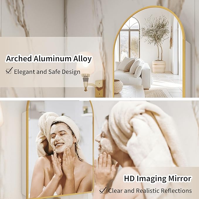 Arched Medicine Cabinet with Mirror Left or Right Opening, Bathroom Medicine - Image 3