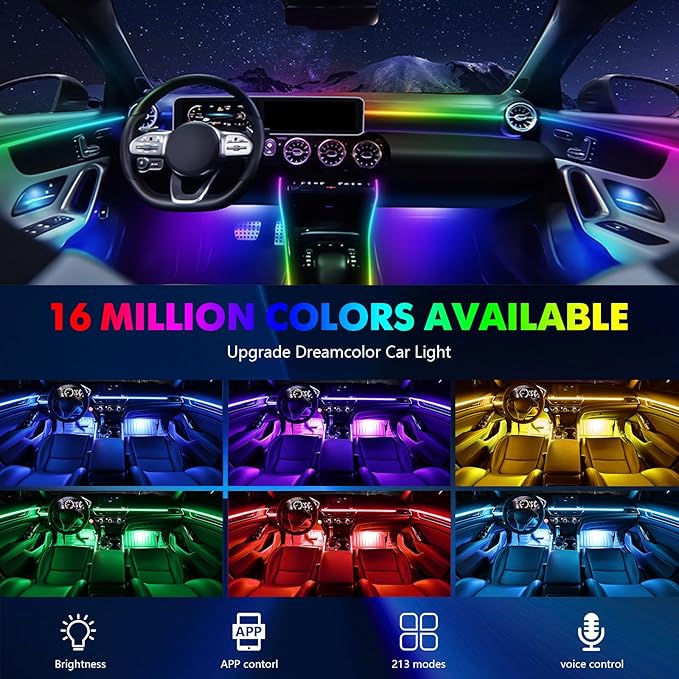 2026 Upgraded Car Ambient Lighting Kits Dreamcolor Acrylic Interior Car LED - Image 3