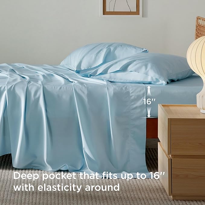 Bedsure Full Size Bed Sheets, Cooling Sheets, Rayon Derived from Bamboo - Image 4
