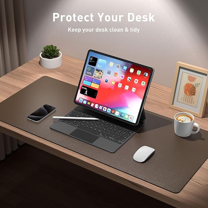 Aothia Leather Desk Pad Protector, Office Mat, Large Mouse Pad, Non-Slip PU - Image 3
