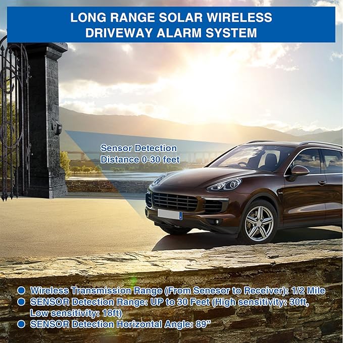 HoneTeek Solar Driveway Alarm, Wireless 600ft Range Driveway Motion Sensor - Image 6
