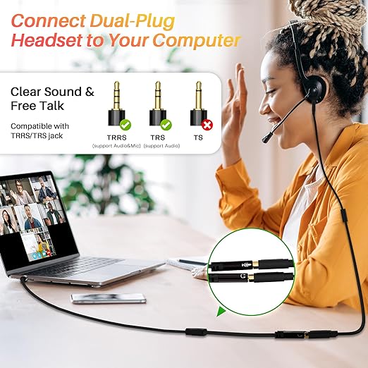 1/8inch Aux Headphone Splitter 2 Way Cable 6FT, 3.5mm 1 Male to 2 Female Mic - Image 5