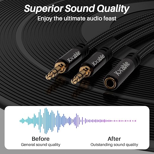 Kxable 1/8 Inch TRS Stereo Y Splitter Cable 6FT, 3.5mm Female to 2-Male - Image 6