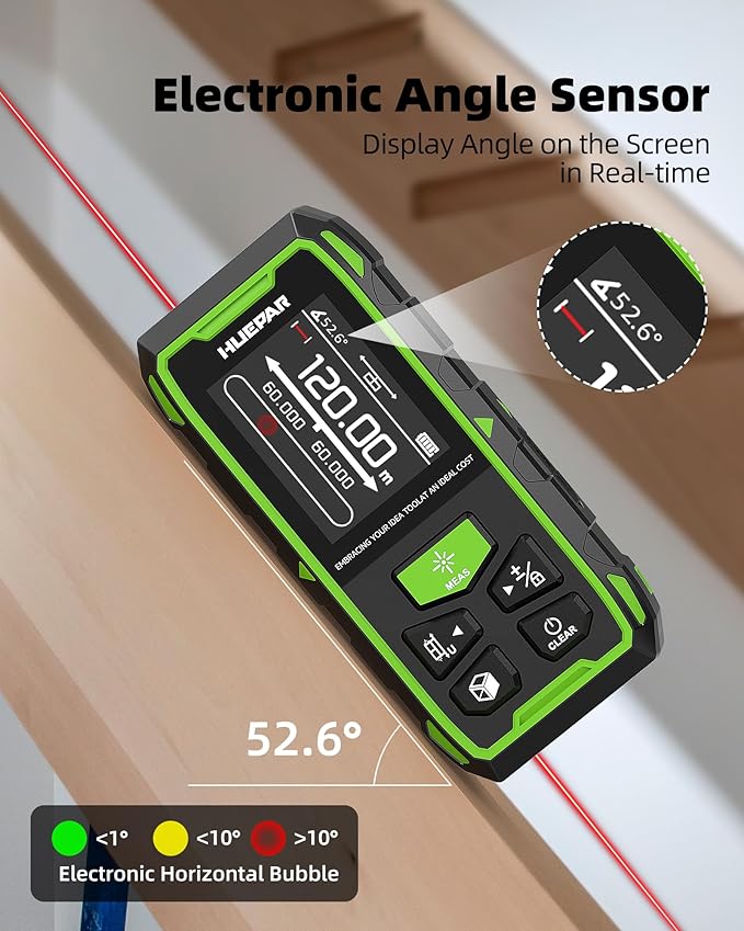 Huepar Professional Dual Laser Measuring Tool 393ft, Rechargeable Bilateral - Image 6