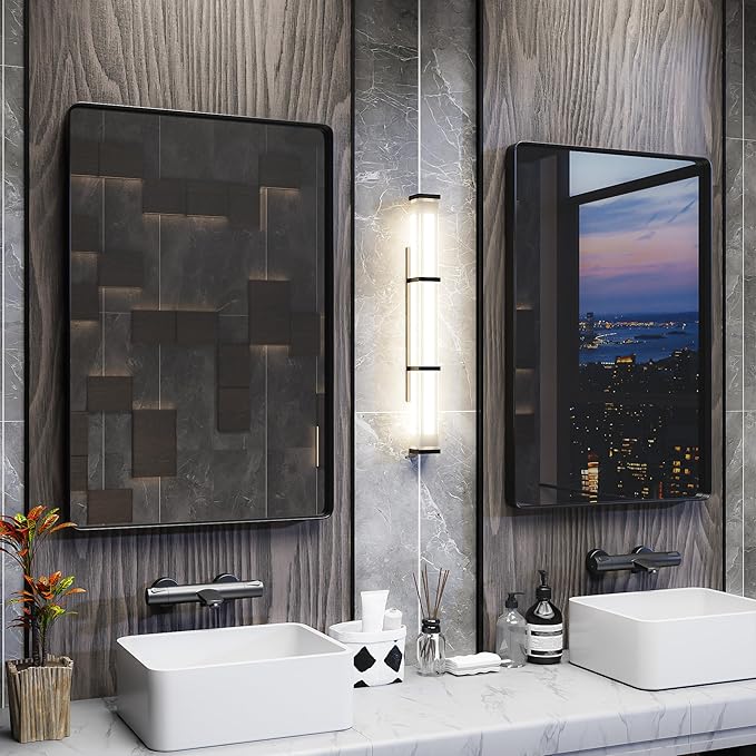 ISKM Black Framed Mirror for Wall 20"x 30", Bathroom Vanity Mirror Anti-Rust - Image 6