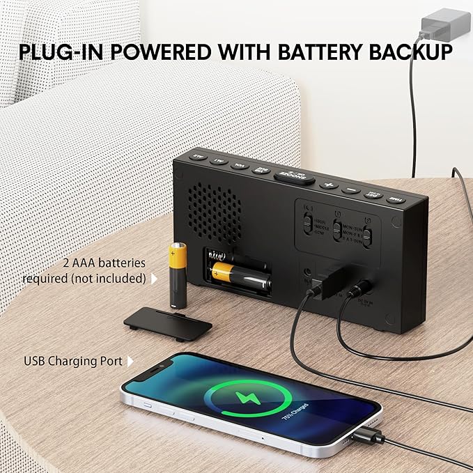 Mesqool Loud Alarm Clock for Heavy Sleeper, - Image 7
