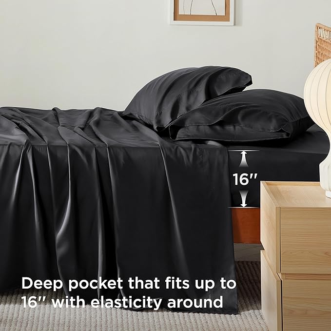 Bedsure Cooling Sheets Twin XL, Rayon Derived from Bamboo, Breathable & Soft - Image 3