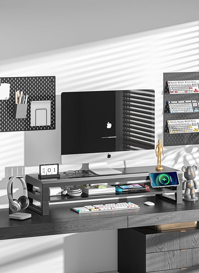 GECKOSTROLL 2-Tier Metal Computer monitor stand Laptop Desk Shelf & Monitor - Image 2