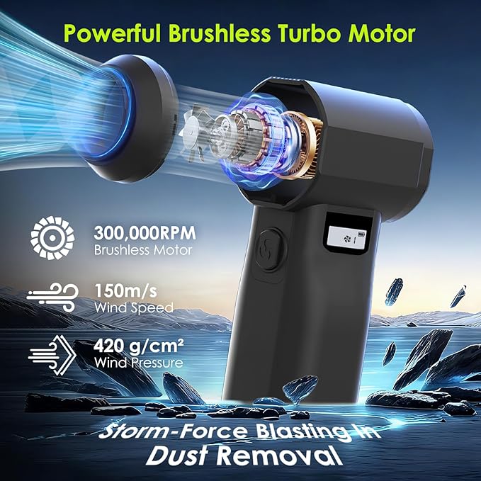 OVVGO Electric Compressed Air Duster, 000RPM Cordless Air Blower - Image 2