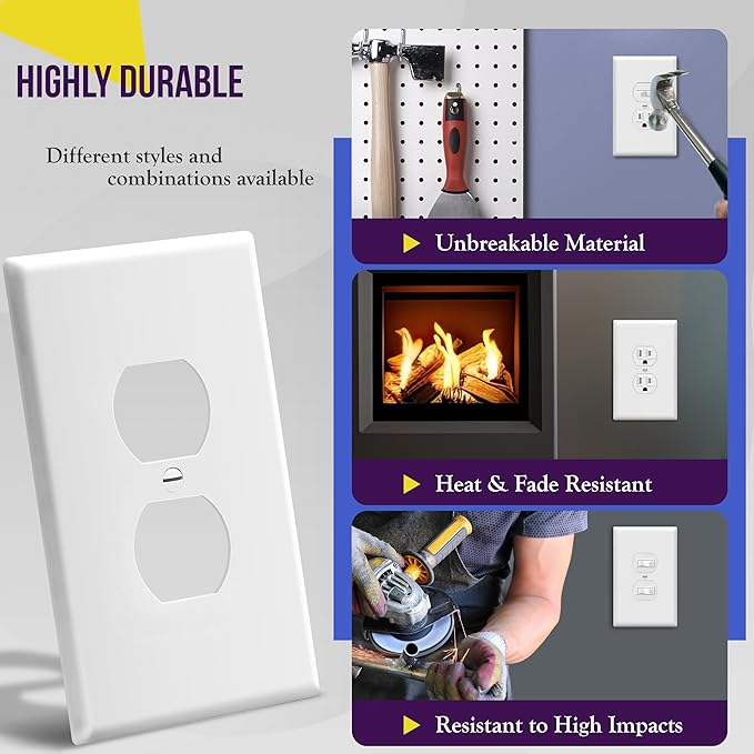 ENERLITES Jumbo Duplex Receptacle Outlet Wall Plate, Electrical Outlet Covers - Image 4