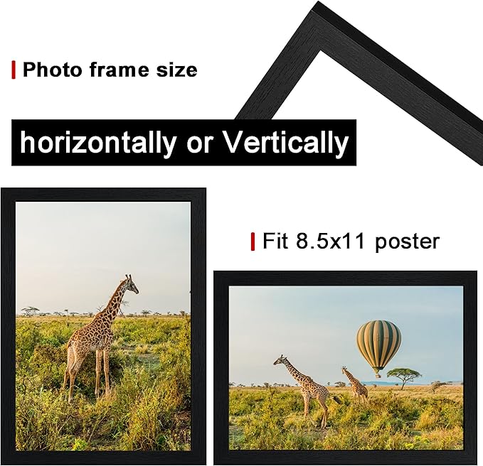 TKYGU 8.5x11 Picture Frame Black Set of 3, Certificate Frame Poster and Photo - Image 2