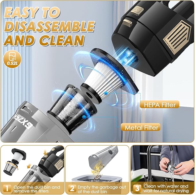 Gxzsk Handheld Vacuum Cordless, 15000PA Strong Suction Hand Held Car Vacuum - Image 5