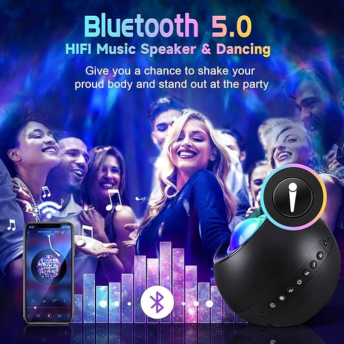 Galaxy Projector with HiFi Bluetooth Speaker & 15 White Noise Sounds - Image 3